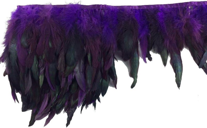 Sowder Rooster Hackle Feather Fringe Trim 5-7" in Width Pack of 5 Yards(Purple) - Image 1